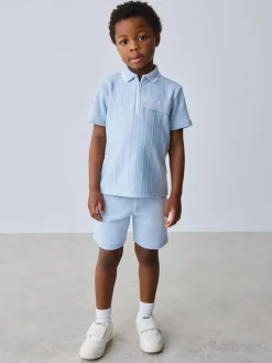 Sale Baker by Ted Baker Textured Polo Shirt and Shorts Set Blue