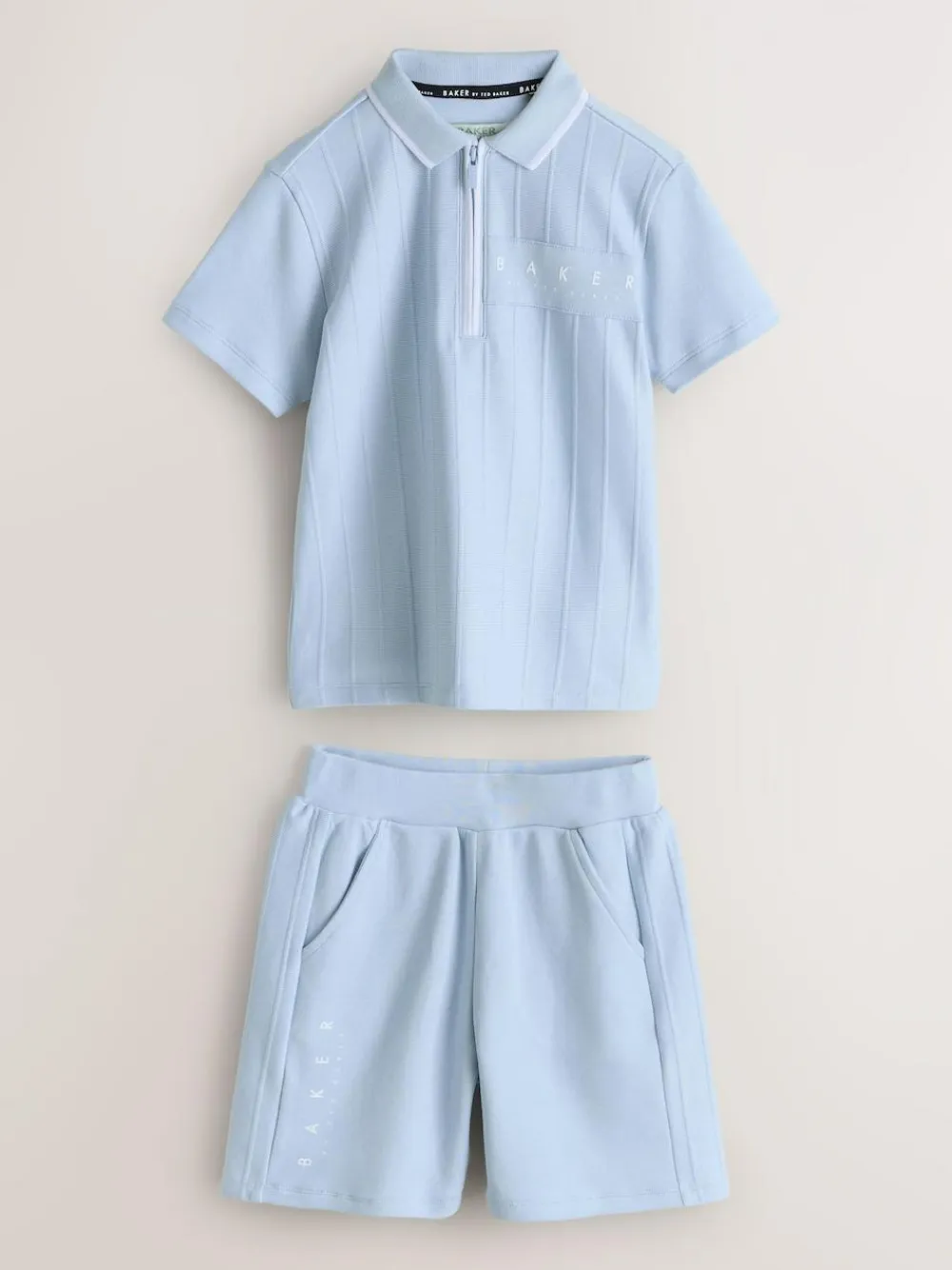 Sale Baker by Ted Baker Textured Polo Shirt and Shorts Set Blue