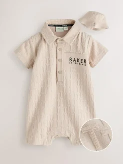 Best Baker by Ted Baker Textured Romper and Hat Set Stone