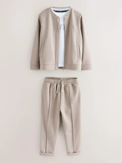 Baker by Ted Baker Textured Stone Jacket T-Shirt and Trousers Set