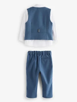 Online Baker by Ted Baker Waistcoat Shirt And Trousers Set Blue