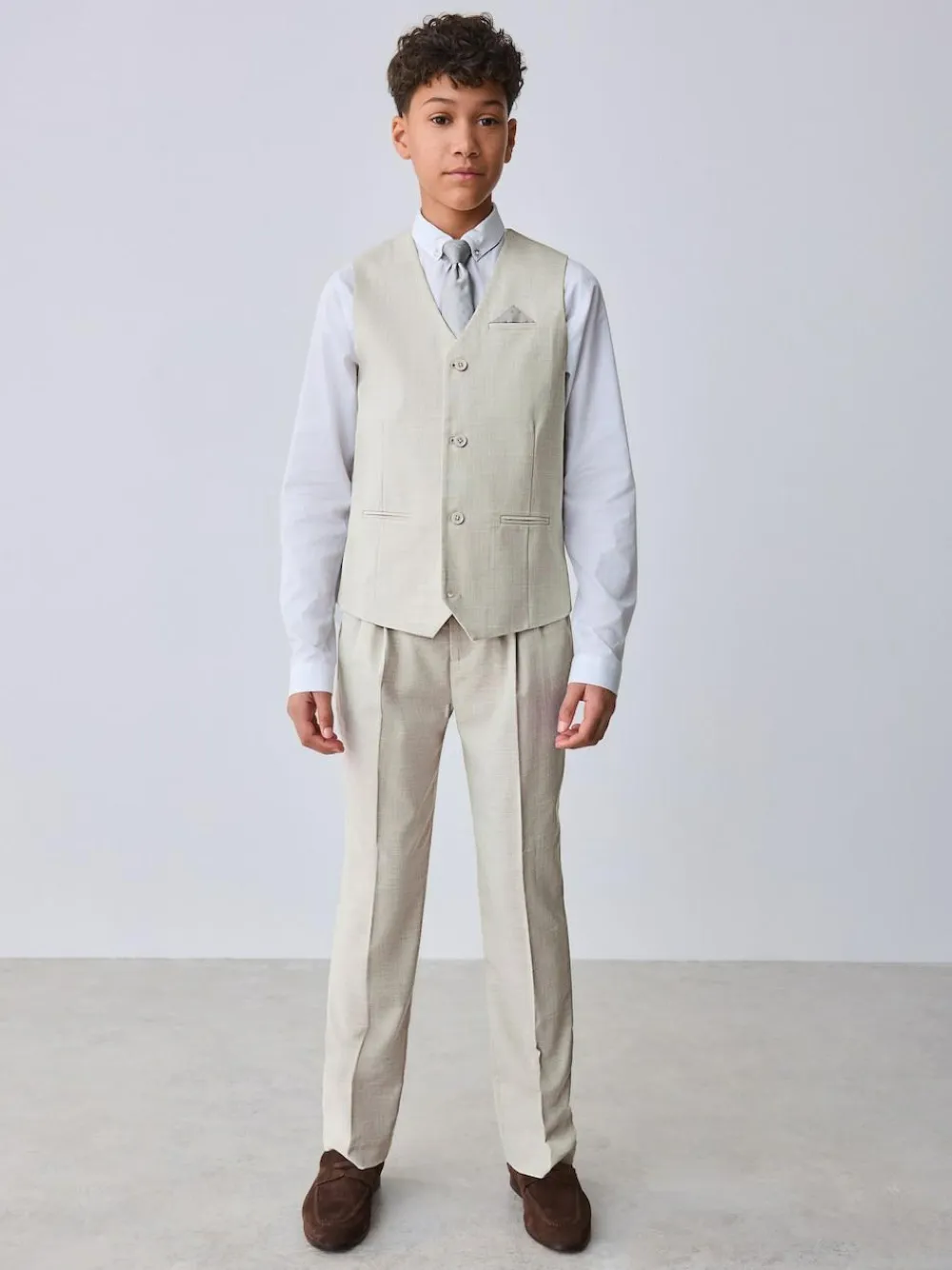 Best Baker by Ted Baker Waistcoat, Shirt And Tie Set Stone