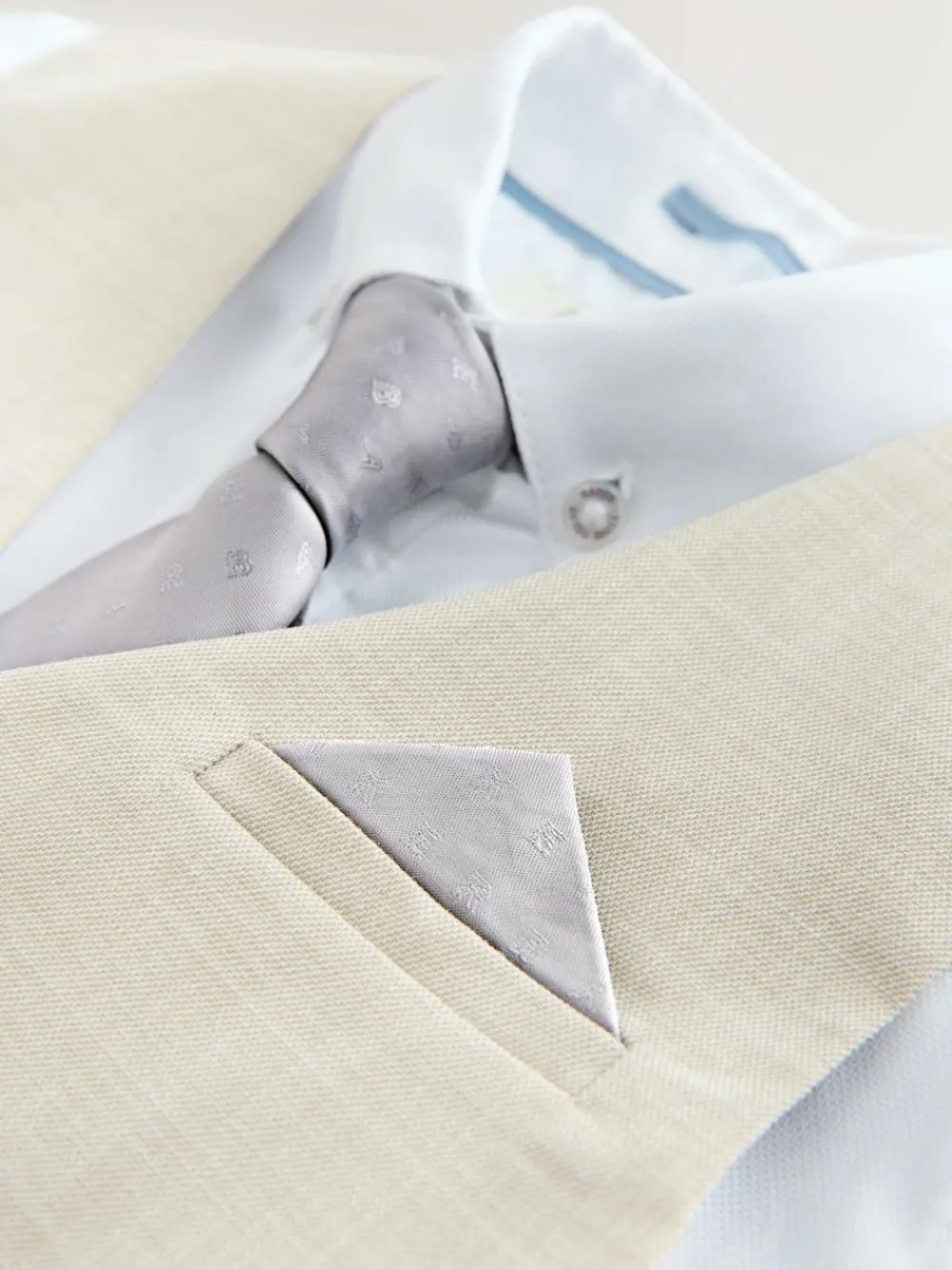 Best Baker by Ted Baker Waistcoat, Shirt And Tie Set Stone