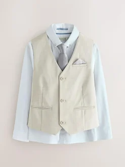 Best Baker by Ted Baker Waistcoat, Shirt And Tie Set Stone