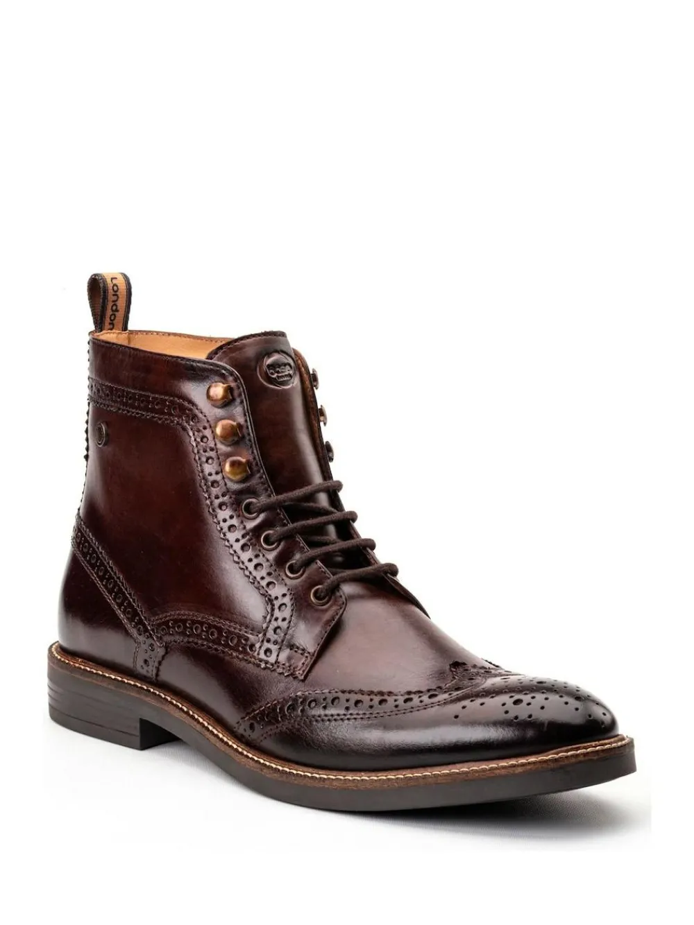 Clearance Base London Bristol Brogue Boot Burnt Brown