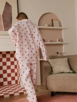 Online Bath & Body Works Pink/Red All Over Lips Button Through Cotton Pyjamas Set