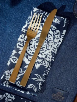 Bedeck of Belfast Set of 4 Midnight Navy Morsan 100% Cotton Napkins^ Table Linen, Placemats & Coasters