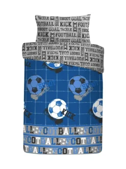 Bedlam Blue Kids Football Duvet Cover And Pillowcase Set^ Branded Bedlinen