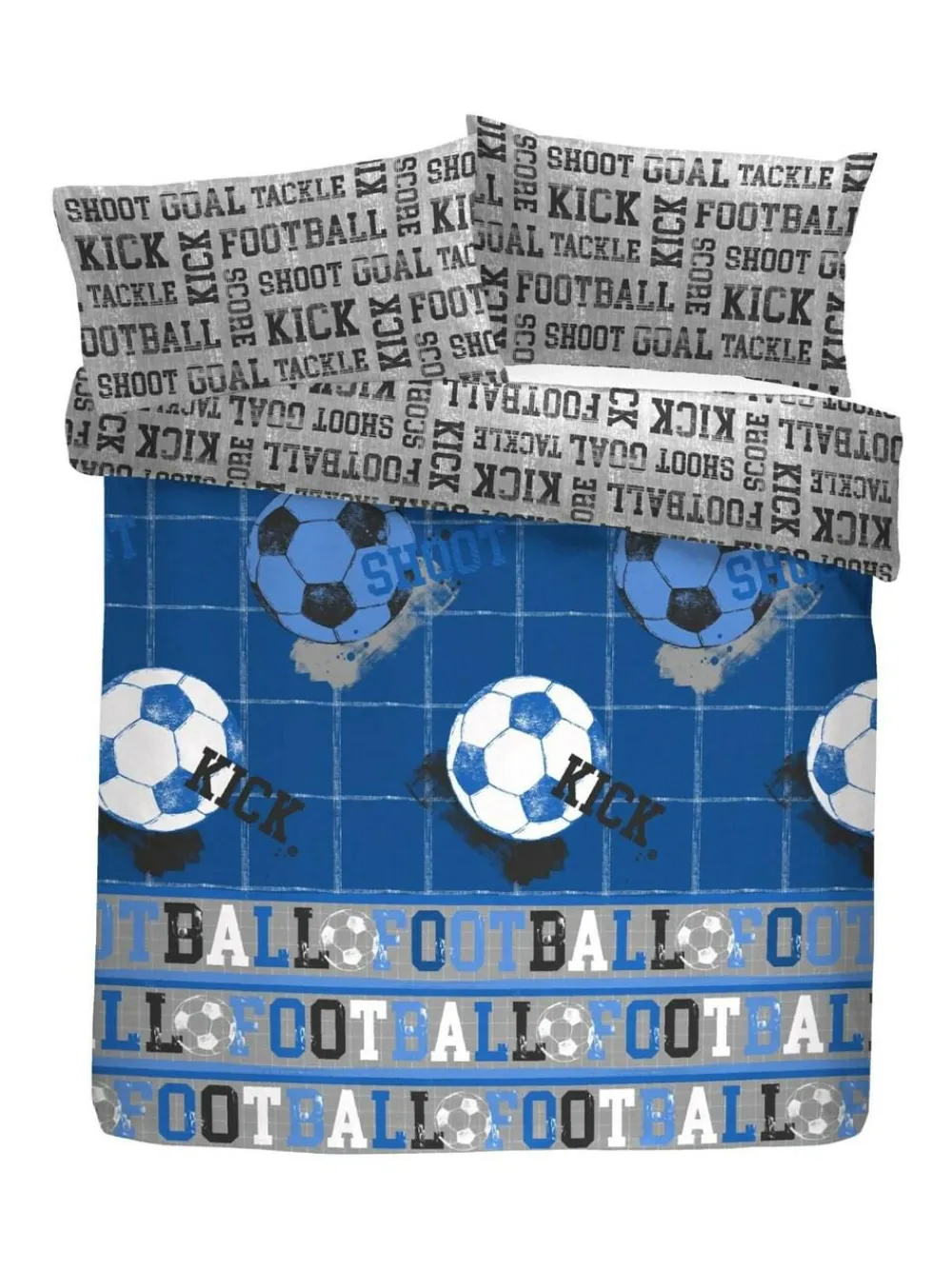 Bedlam Blue Kids Football Duvet Cover And Pillowcase Set^ Branded Bedlinen