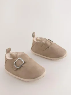 Next Beige Baby Faux Fur Lined Clog Shoes (0-24mths)^ Shoes