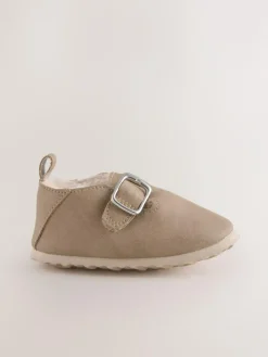 Next Beige Baby Faux Fur Lined Clog Shoes (0-24mths)^ Shoes