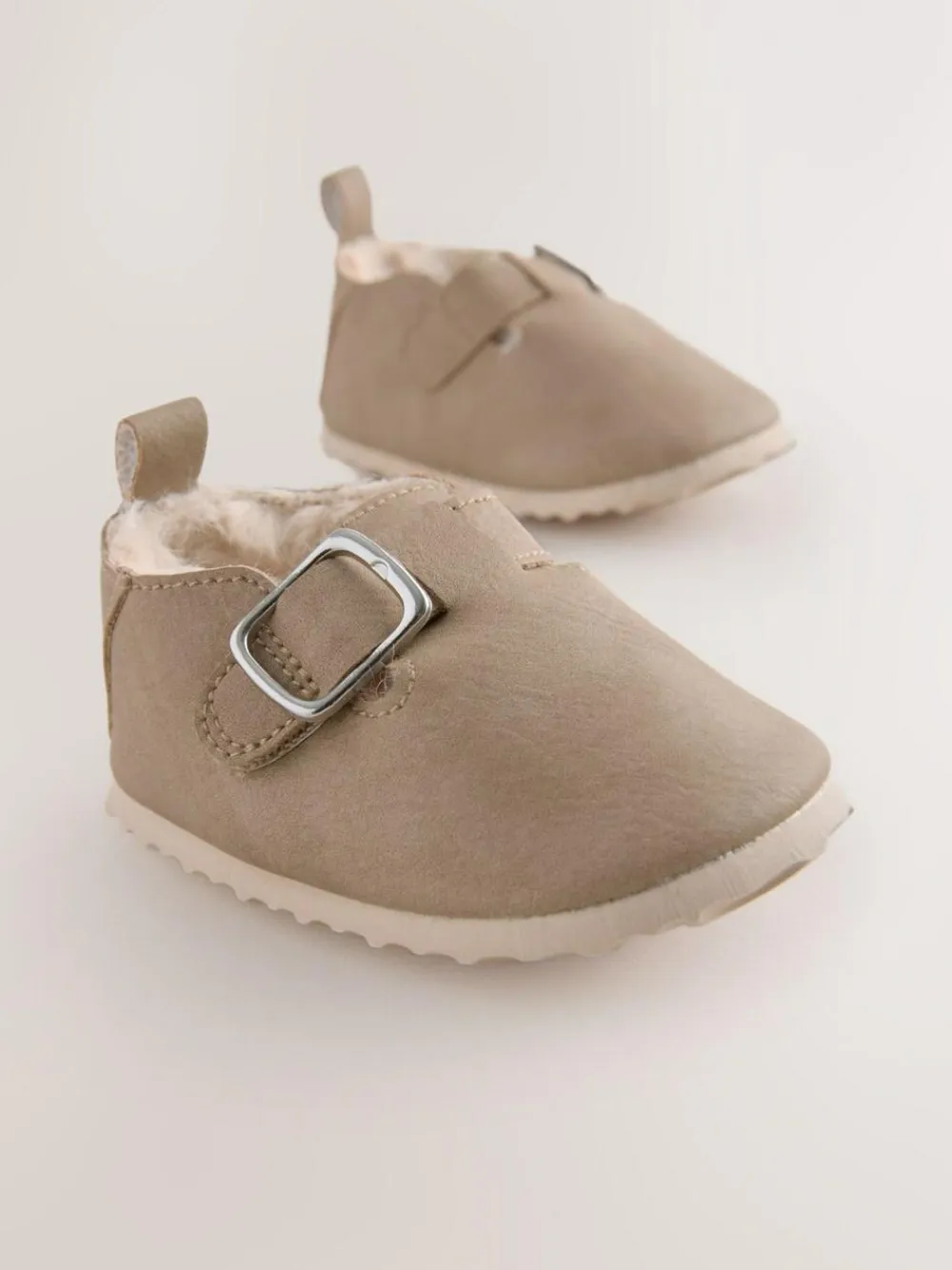 Next Beige Baby Faux Fur Lined Clog Shoes (0-24mths)^ Shoes