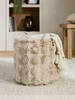 Next Beige Faux Fur Storage Basket^ Storage & Organisation