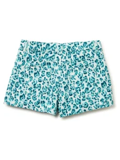 Benetton Blue Leopard Print Velvet Skort