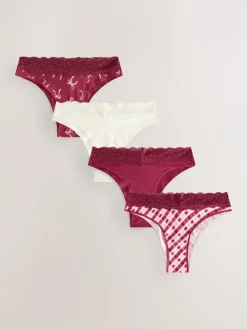 Next Extra High Leg Cotton Lace Knickers 4 Pack^Women All Lingerie|Panties