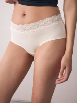 Clearance Next Midi Cotton Lace Knickers 4 Pack Berry Bow Print