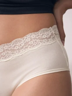 Clearance Next Midi Cotton Lace Knickers 4 Pack Berry Bow Print