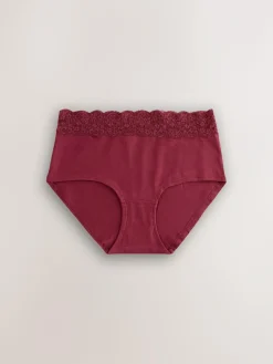 Clearance Next Midi Cotton Lace Knickers 4 Pack Berry Bow Print