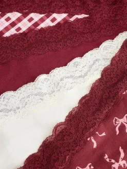 Clearance Next Midi Cotton Lace Knickers 4 Pack Berry Bow Print