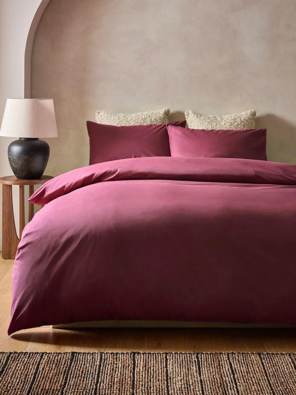 Best Next Berry Pink Cotton Rich Plain Duvet Cover and Pillowcase Set