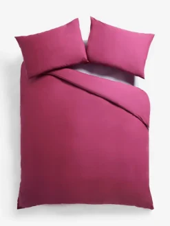 Best Next Berry Pink Cotton Rich Plain Duvet Cover and Pillowcase Set