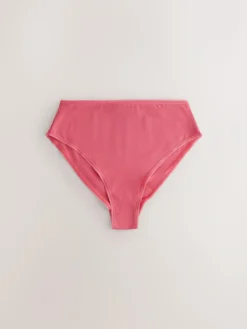 Next Berry Pink High Waist High Leg Cotton Rich Knickers 5 Pack^Women Panties