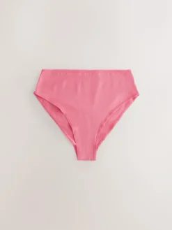 Next Berry Pink High Waist High Leg Cotton Rich Knickers 5 Pack^Women Panties