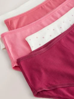 Next Berry Pink High Waist High Leg Cotton Rich Knickers 5 Pack^Women Panties