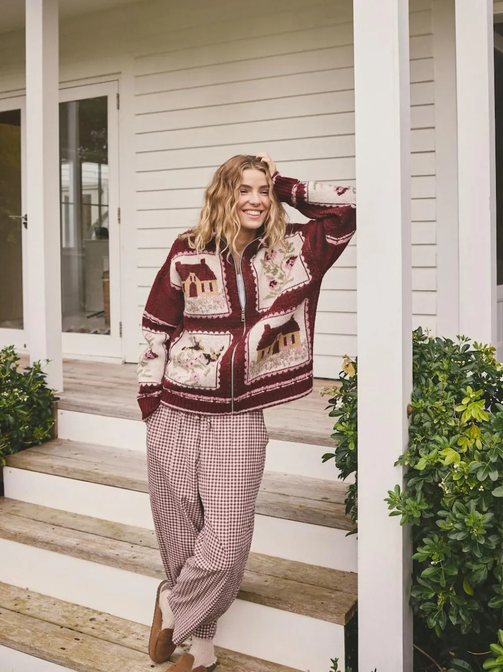 Next Berry Pink House Knit Cardigan^Women Knitwear|Knitwear