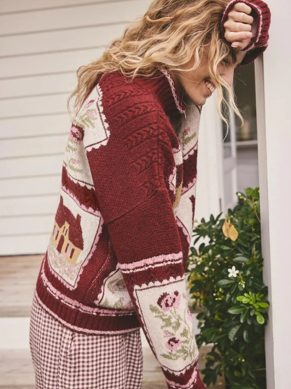 Next Berry Pink House Knit Cardigan^Women Knitwear|Knitwear