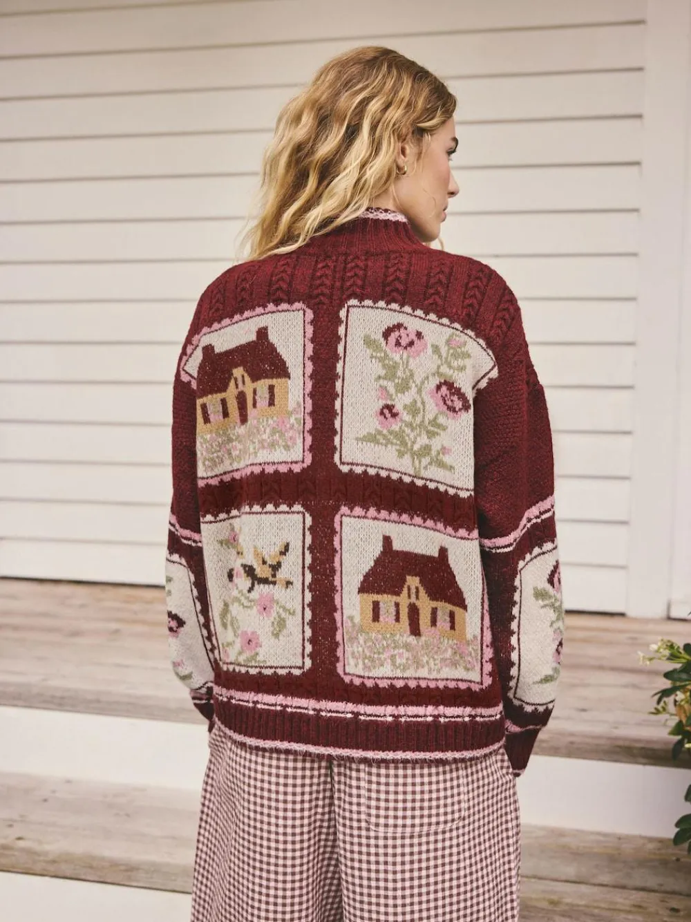 Next Berry Pink House Knit Cardigan^Women Knitwear|Knitwear