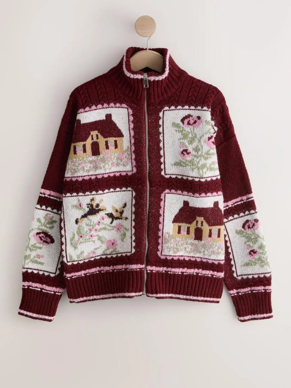 Next Berry Pink House Knit Cardigan^Women Knitwear|Knitwear