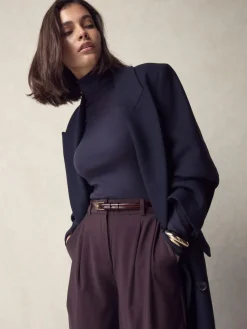 Clearance Next N. Premium Skinny Made In Italy Leather Belt Berry Red