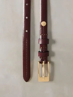 Clearance Next N. Premium Skinny Made In Italy Leather Belt Berry Red