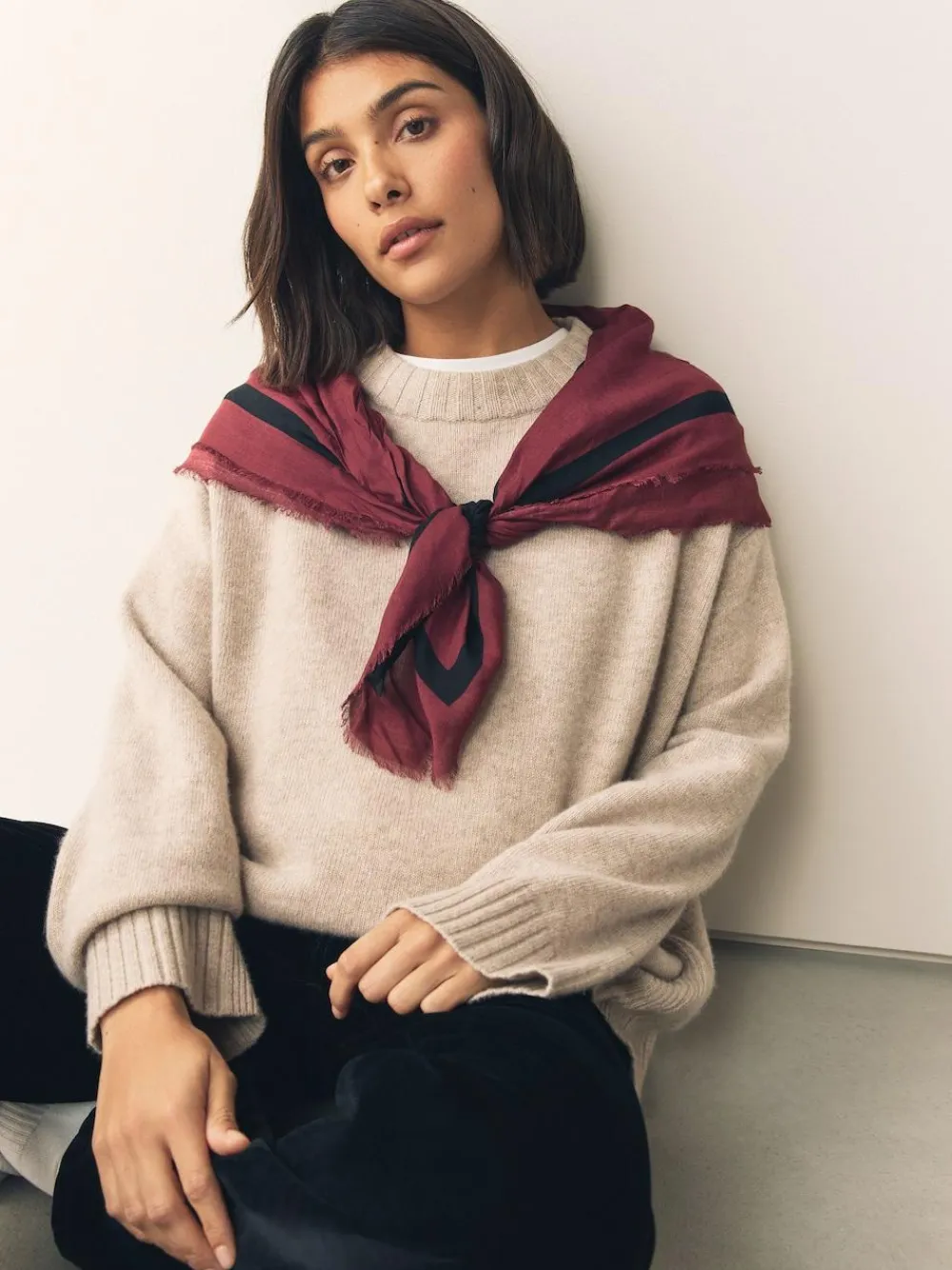 Next Berry Red N Swirl Square Lightweight Scarf^Women Hats, Gloves & Scarves|Hats, Gloves & Scarves