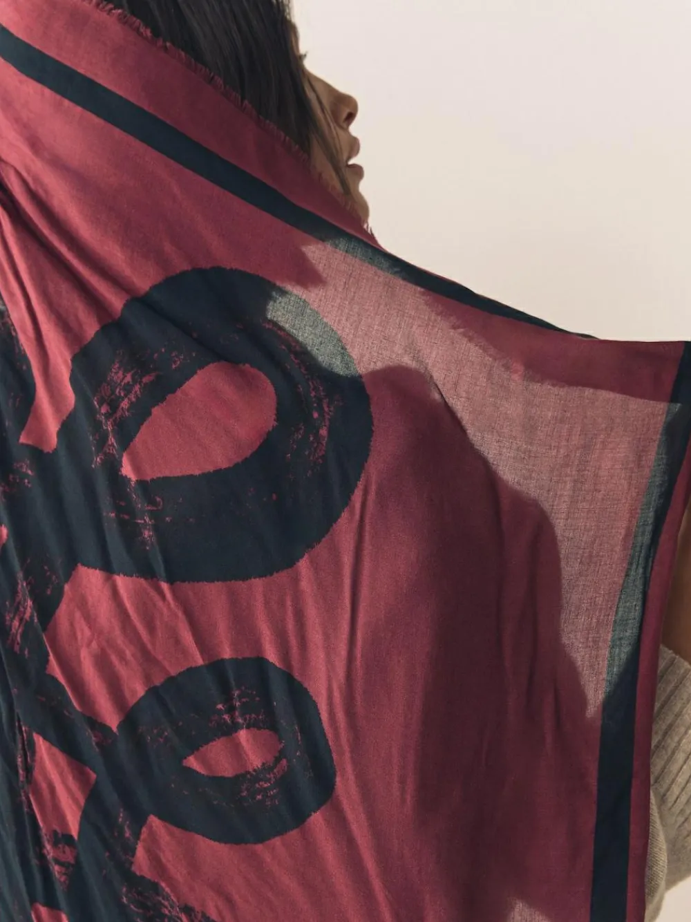 Next Berry Red N Swirl Square Lightweight Scarf^Women Hats, Gloves & Scarves|Hats, Gloves & Scarves