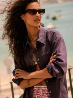 Next Berry Red Oversize Denim Shirt^Women Tops & T-Shirts|Blouses & Shirts