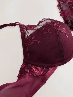 Next Berry Red Pad Balcony Premium Embroidery Bra^Women All Lingerie|Bras
