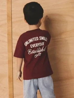 Next Berry Red Slogan Short Sleeve Back Print T-Shirt (3mths-7yrs)