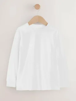 Outlet Next Plain Long Sleeve Cosy T-Shirts 4 Pack (3-16yrs) Berry Red/Grey/White/Blue