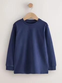 Outlet Next Plain Long Sleeve Cosy T-Shirts 4 Pack (3-16yrs) Berry Red/Grey/White/Blue