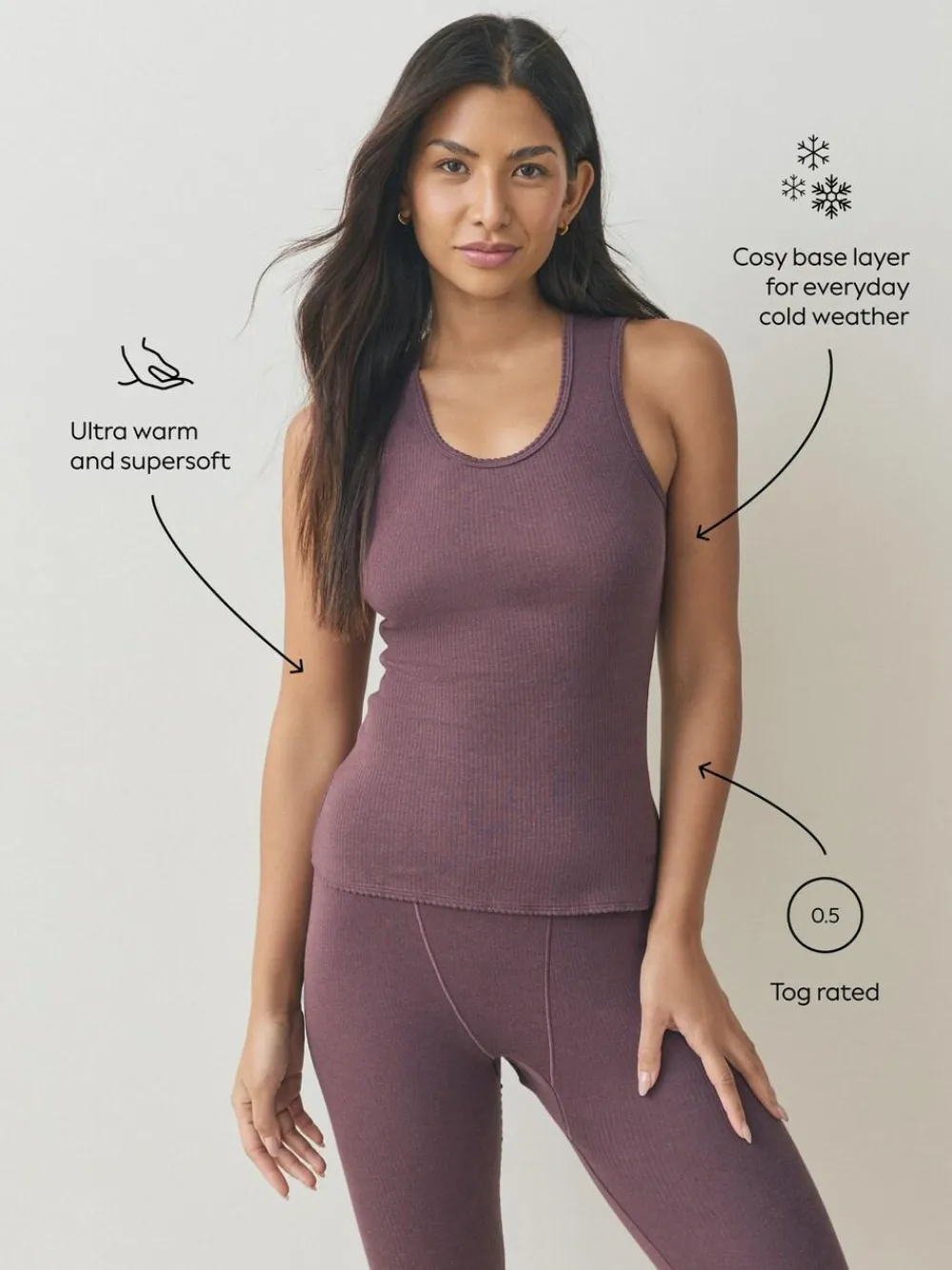 Discount Next Thermal Maximum Warmth Cosy Ribbed Vest Berry