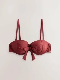 Next Berry Wine Bow Wired Bandeau Bikini Top