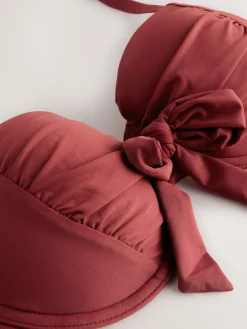Next Berry Wine Bow Wired Bandeau Bikini Top
