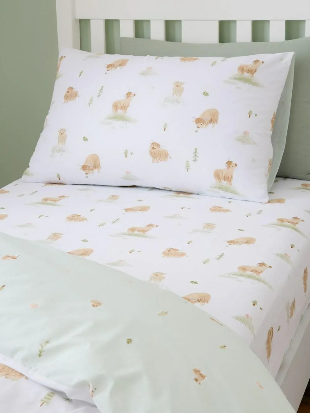 Bianca White Mini Moo Cow Cotton Fitted Sheet^ Bedsheets & Pillow Cases