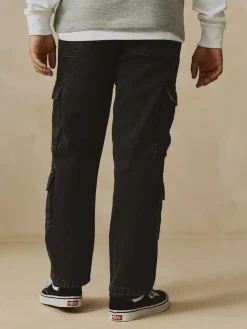 Best Next Black 100% Cotton Denim Multipocket Cargo Jeans (3-16yrs)