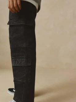 Best Next Black 100% Cotton Denim Multipocket Cargo Jeans (3-16yrs)