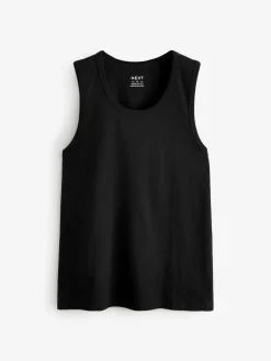 Best Next 100% Cotton Vests 4 Pack Black