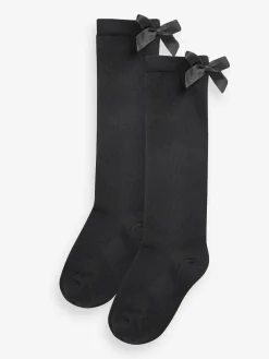 Discount Next 2 Pack Cotton Rich Bow Knee High Socks Black