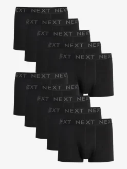 Next Black 10 pack Cotton Rich Blend Hipsters Boxers^ Underwear|Underwear